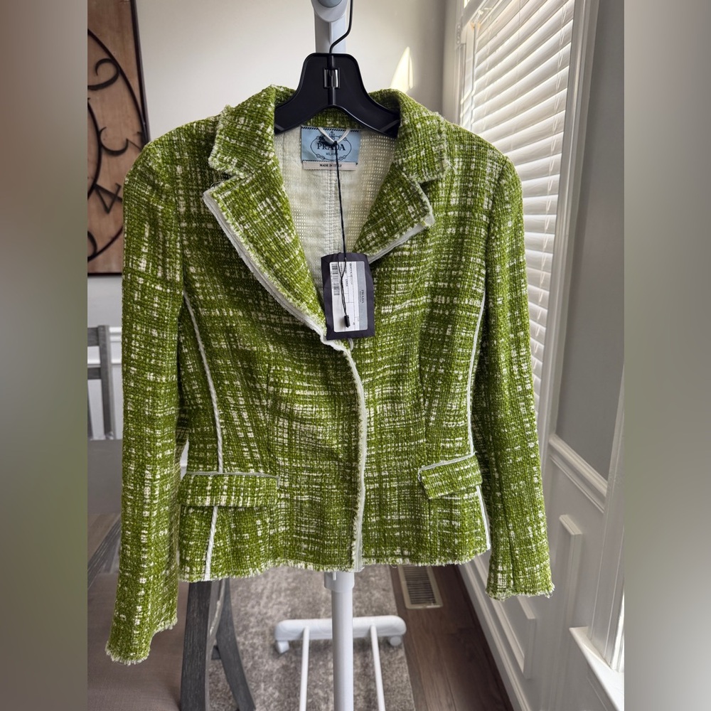 Vintage Prada Olive Tweed Blazer and Skirt Set- New with Tags